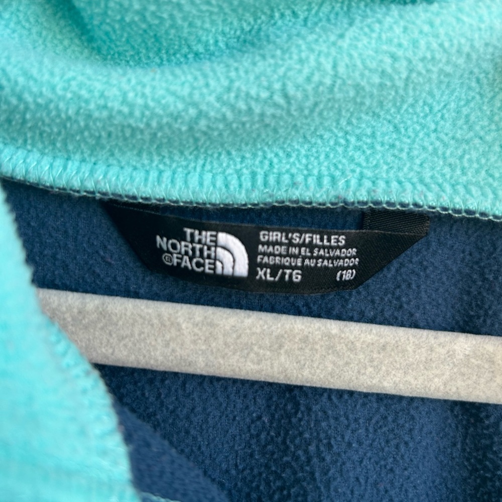 The North Face Girl’s Colorblock Zip Fleece - Hot Pink/Teal/Navy - Picture 3 of 3